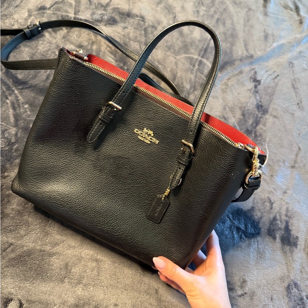 Coach Black and Red Leather Satchel